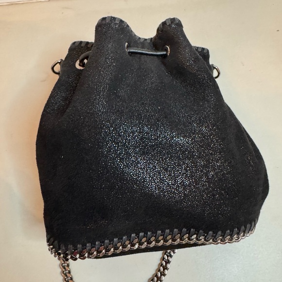 Stella McCartney Vegan Leather Bucket Bag – Black & Silver Sparkle - Picture 7 of 17